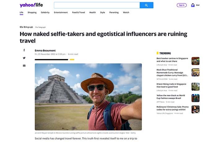 yahoo How naked selfie-takers and egotistical influencers are ruining travel